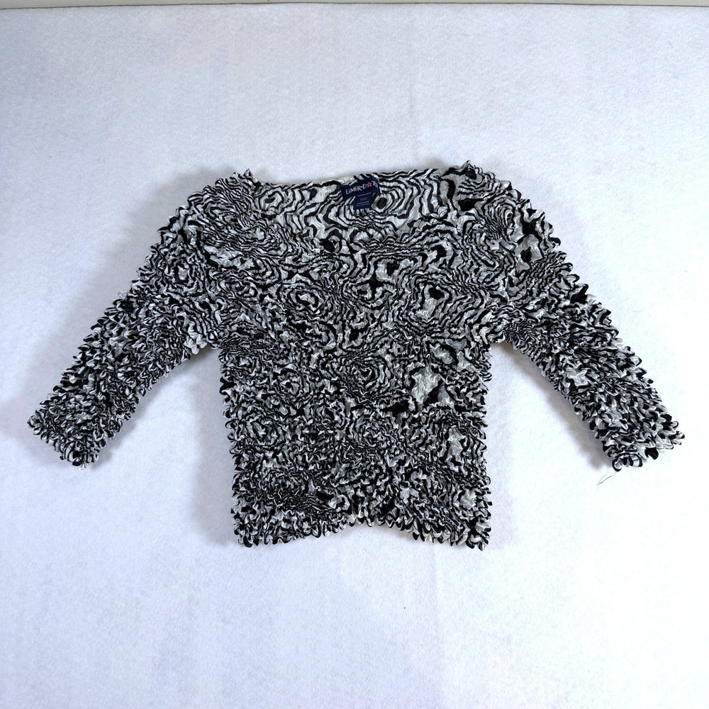 Limited Too Popcorn Shirt Y2K Crinkle One Size Black White Girls Vintage 90s